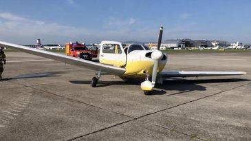 EuroAirport Piper landet ohne linkes Fahrwerk